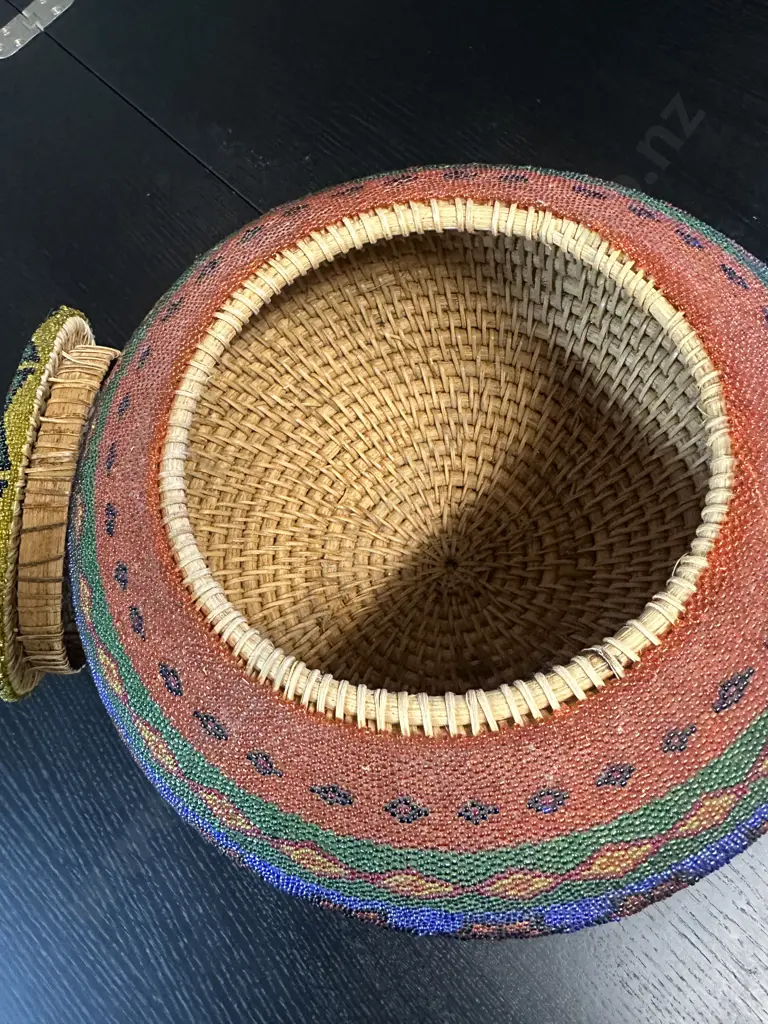 Hand Crafted Balinese Lidded Basket Image 1++