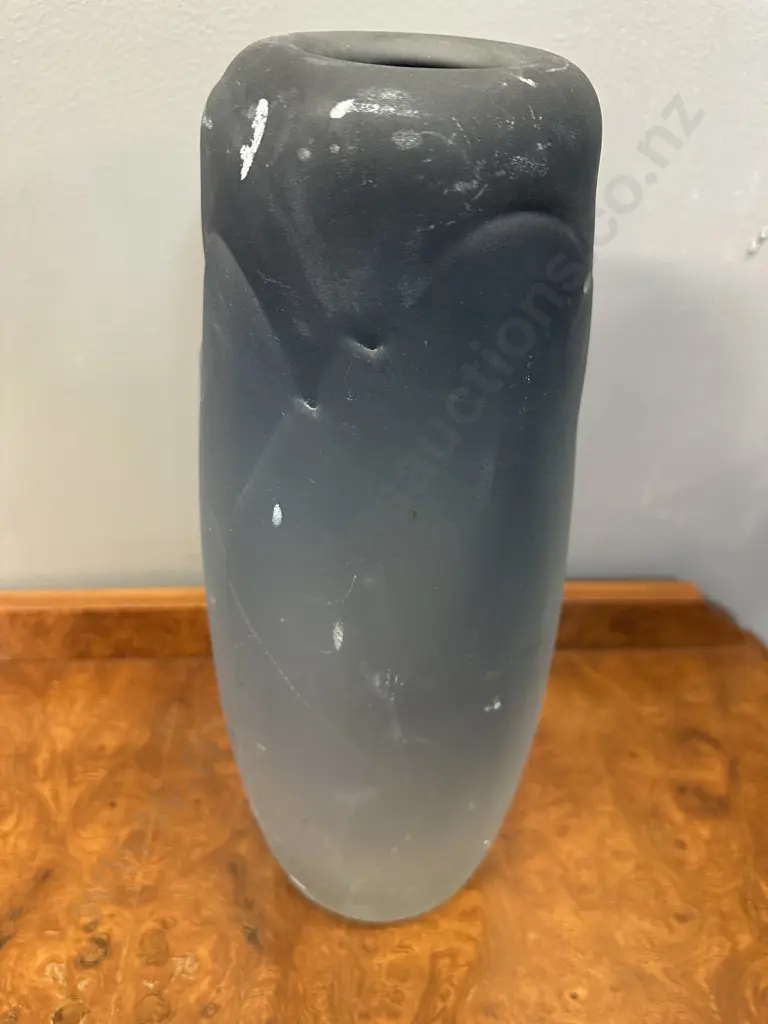 Art Glass Sculpture Vase With Undulating Rim, Translucent Gradient Finish Signed John Crocher D493 H36.5cm. Image 1++