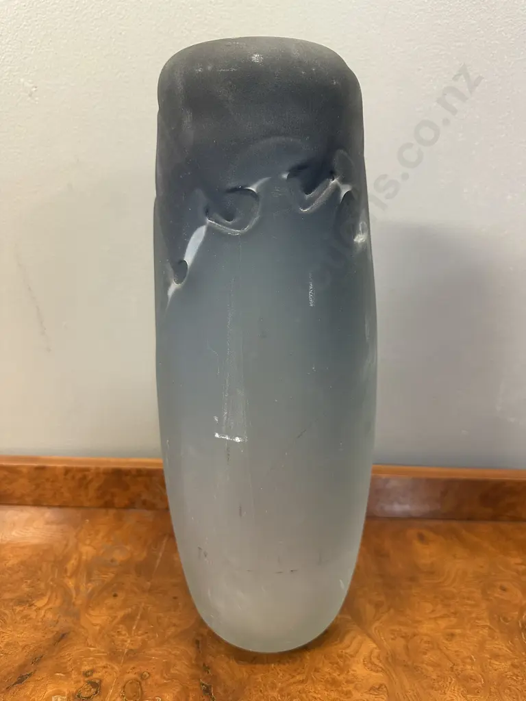 Art Glass Sculpture Vase With Undulating Rim, Translucent Gradient Finish Signed John Crocher D493 H36.5cm. Image 1++