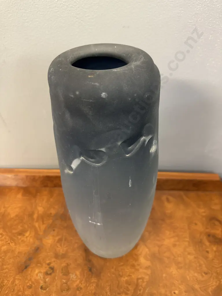 Art Glass Sculpture Vase With Undulating Rim, Translucent Gradient Finish Signed John Crocher D493 H36.5cm. Image 1++