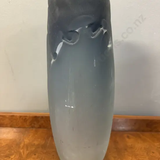 Art Glass Sculpture Vase With Undulating Rim, Translucent Gradient Finish Signed John Crocher D493 H36.5cm.