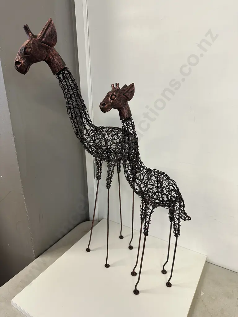 Handcrafted Metal Wire Giraffe Sculptures H63 & 75cm. Image 1++