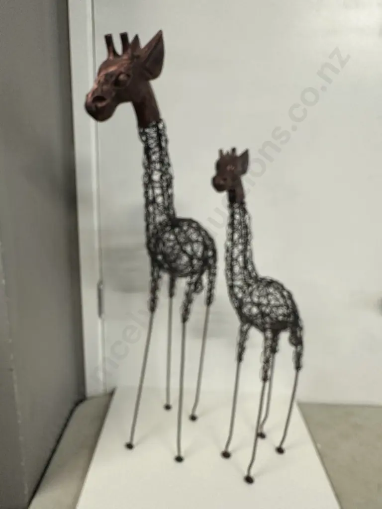 Handcrafted Metal Wire Giraffe Sculptures H63 & 75cm. Image 1++