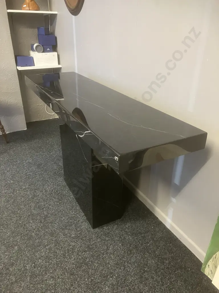 Black Marble Console Table. H77 W140 D40cm Image 1++