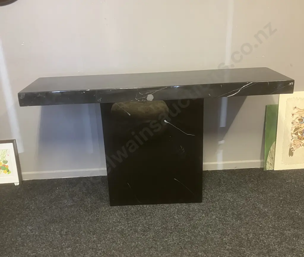 Black Marble Console Table. H77 W140 D40cm Image 1++