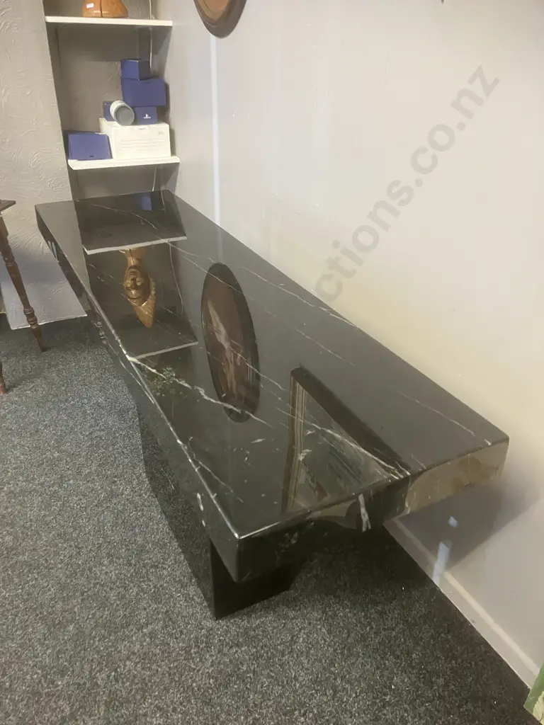 Black Marble Console Table. H77 W140 D40cm Image 1++