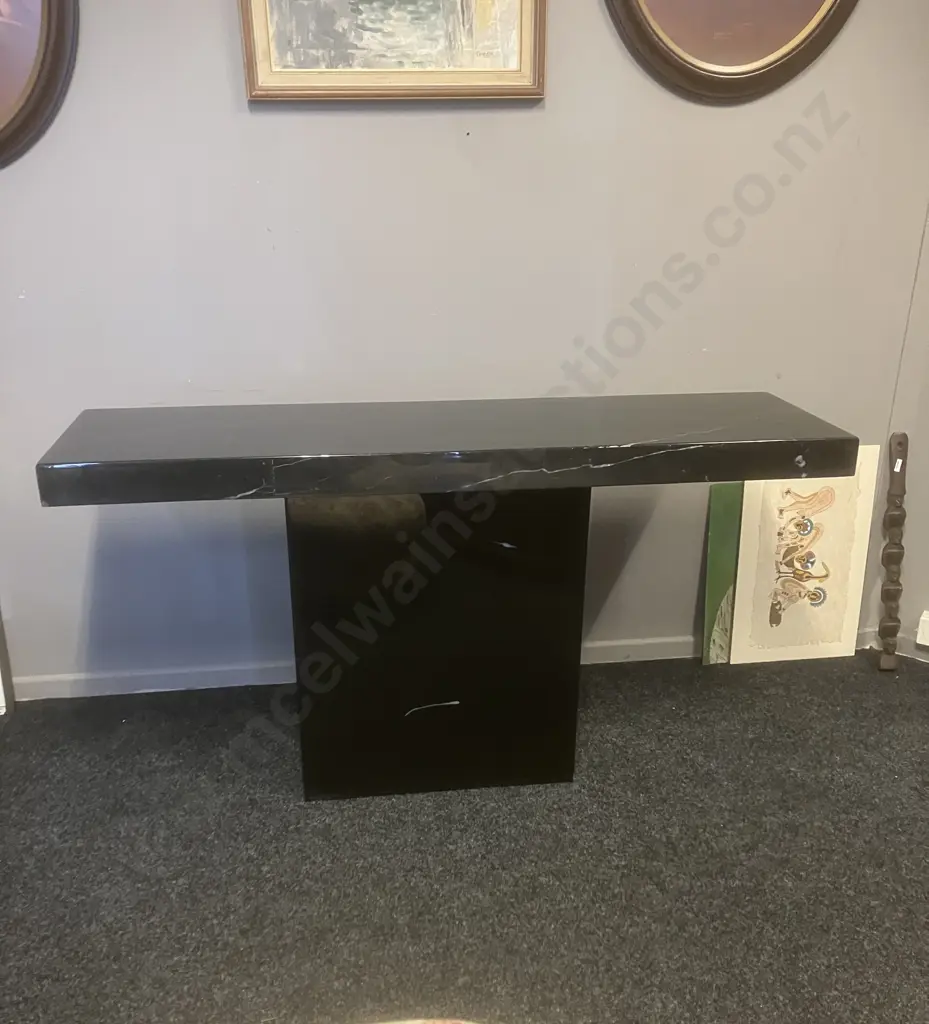 Black Marble Console Table. H77 W140 D40cm Image 1++