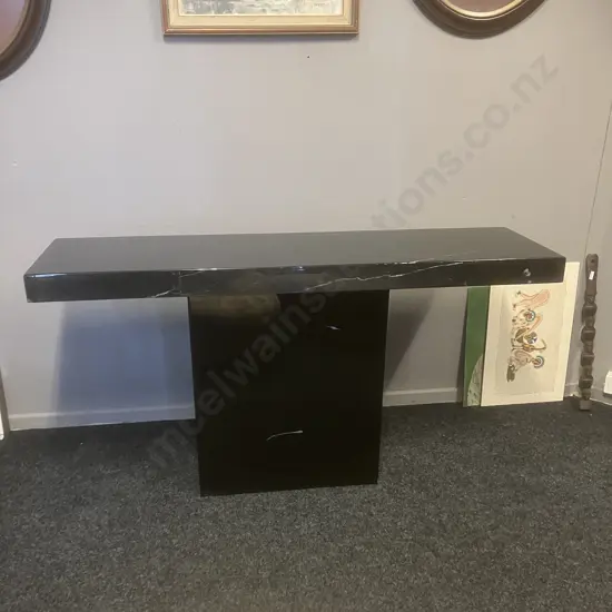 Black Marble Console Table. H77 W140 D40cm