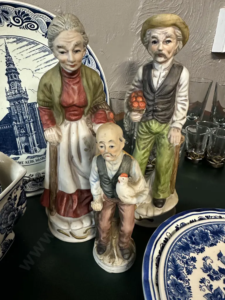 Vintage Porcelain Figurines Including Fruit Basket Couples Etc Image 1++