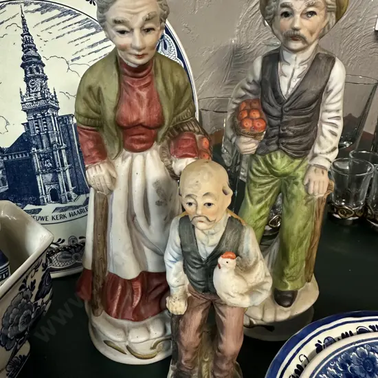 Vintage Porcelain Figurines Including Fruit Basket Couples Etc