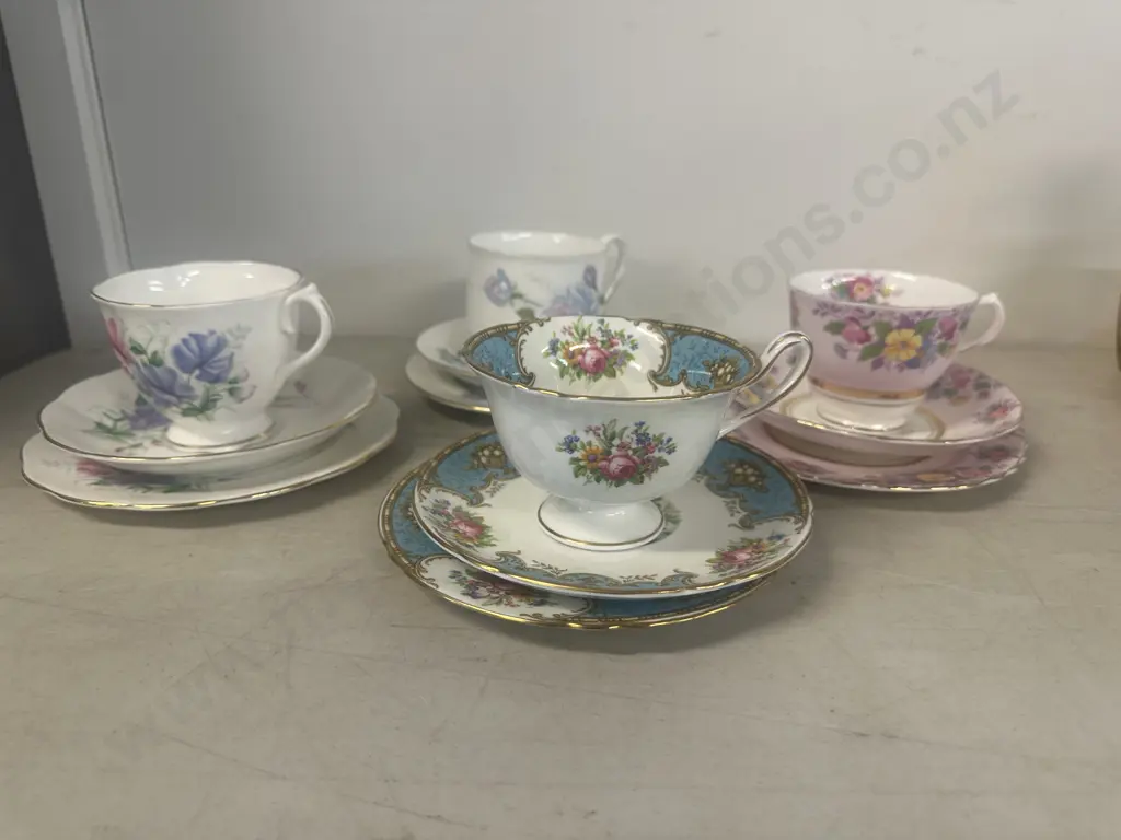 Selection Of Vintage China Trios Including Royal Albert, Colclough Etc Image 1++