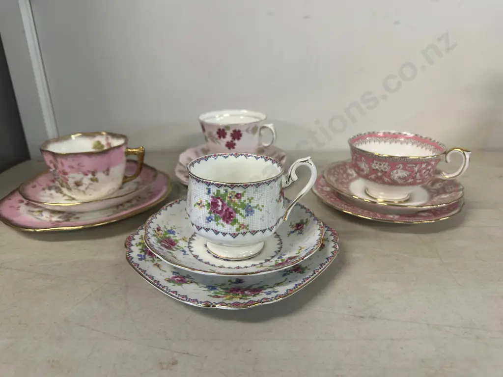 Selection Of Vintage China Trios Including Royal Albert, Staffordshire Etc Image 1++