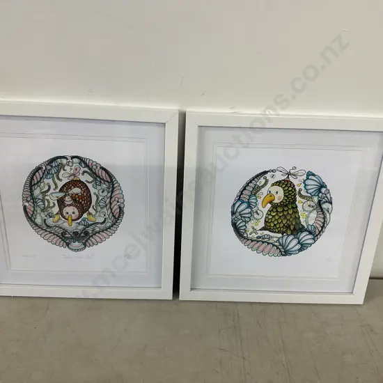 Framed Artwork Signed By Denise Fort Titled Unique Kiwi & Cheeky Kea