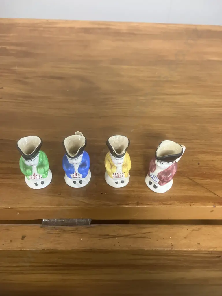 Vintage Devonmoor Pottery England Miniature Toby Jugs x 4 (1930-1950) Image 1++