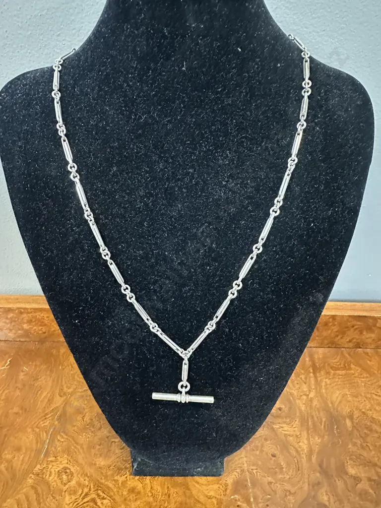 Stamped 925 Sterling Silver Paper Clip link Fob Chain Weight 27.6grams Image 1++