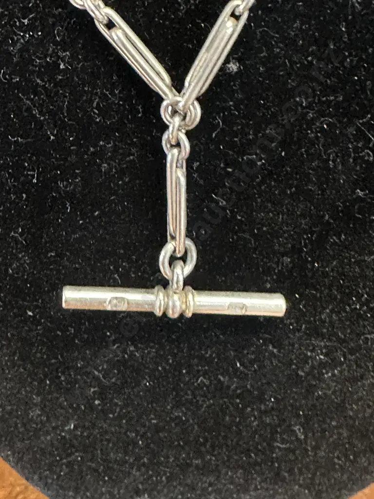 Stamped 925 Sterling Silver Paper Clip link Fob Chain Weight 27.6grams Image 1++