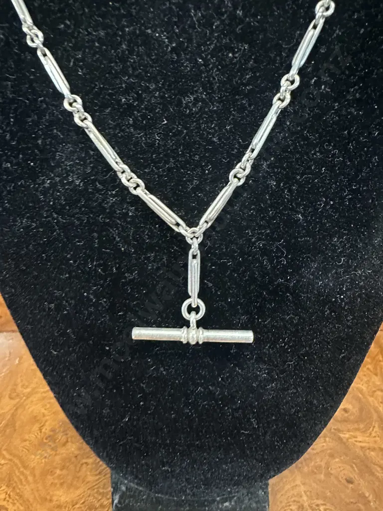 Stamped 925 Sterling Silver Paper Clip link Fob Chain Weight 27.6grams Image 1++