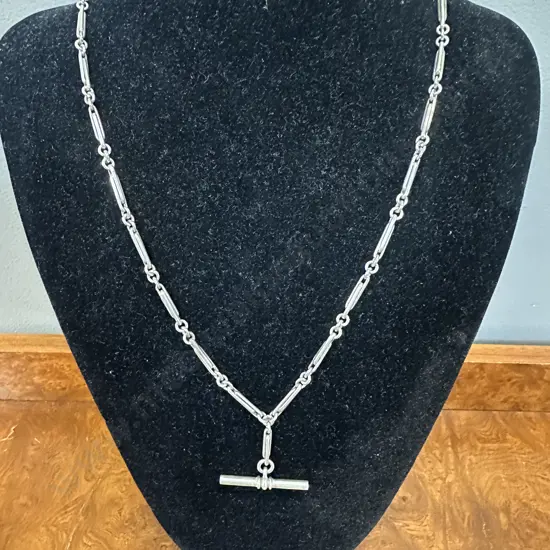 Stamped 925 Sterling Silver Paper Clip link Fob Chain Weight 27.6grams