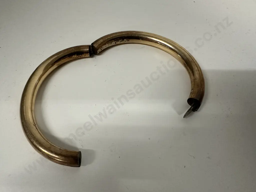 Vintage Round Hinged Bangle Stamped ? Image 1++