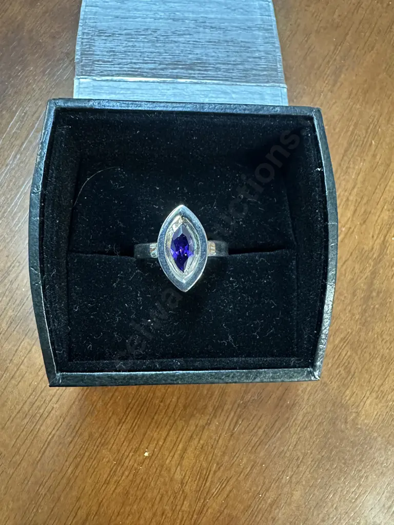 Stamped 925 Ring With Purple Gem Stone Image 1++