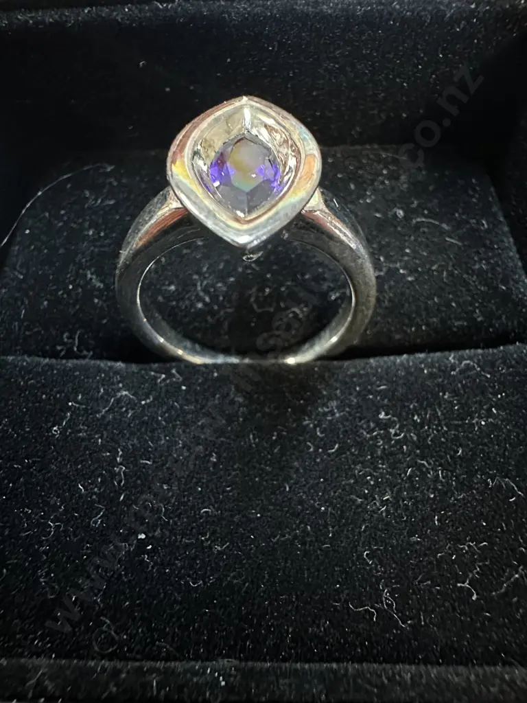 Stamped 925 Ring With Purple Gem Stone Image 1++