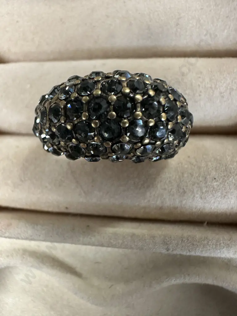 Dome Shaped Dress Ring With Clear Stones Image 1++
