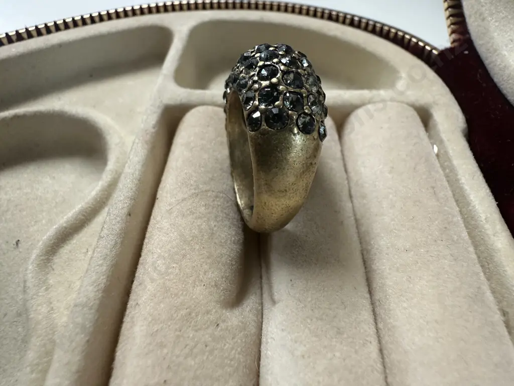 Dome Shaped Dress Ring With Clear Stones Image 1++