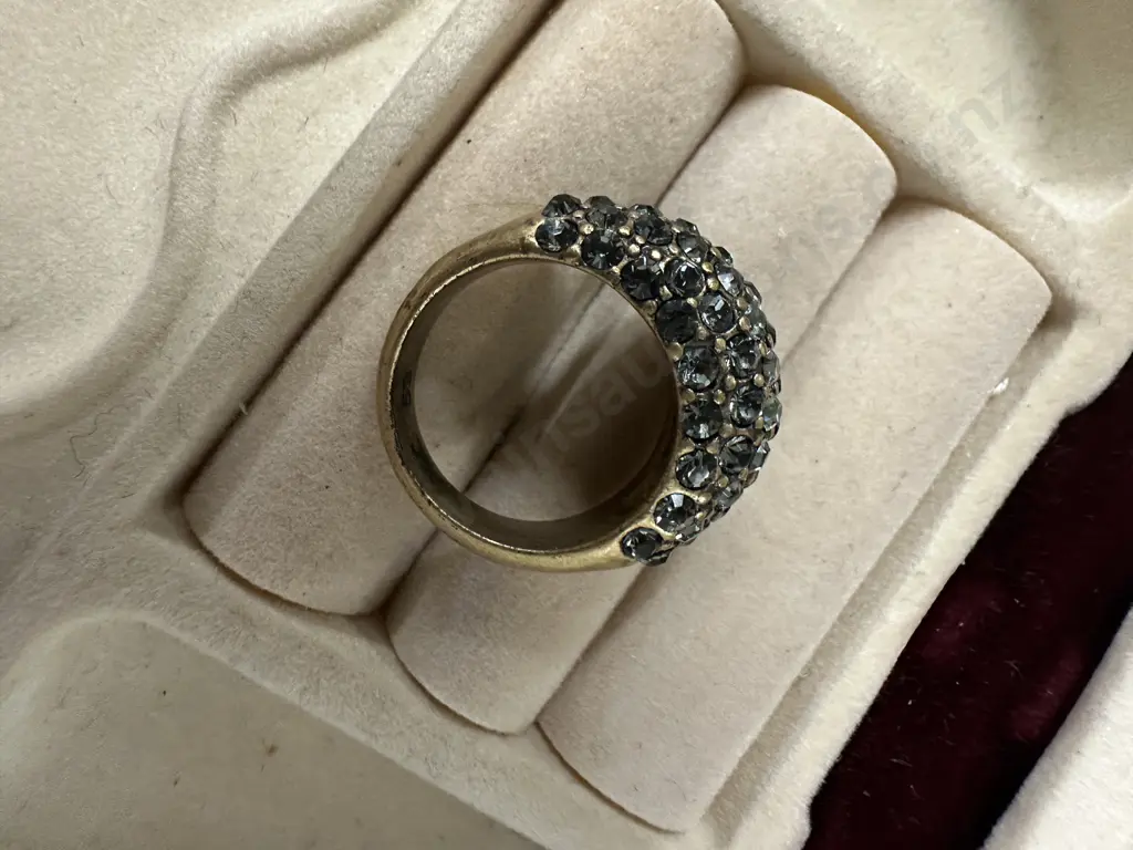 Dome Shaped Dress Ring With Clear Stones Image 1++