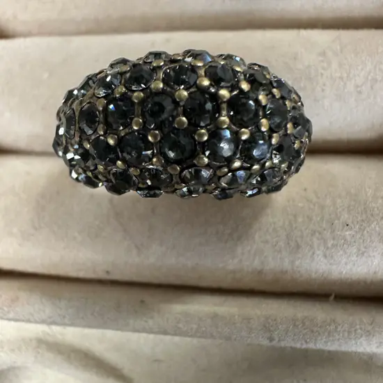 Dome Shaped Dress Ring With Clear Stones