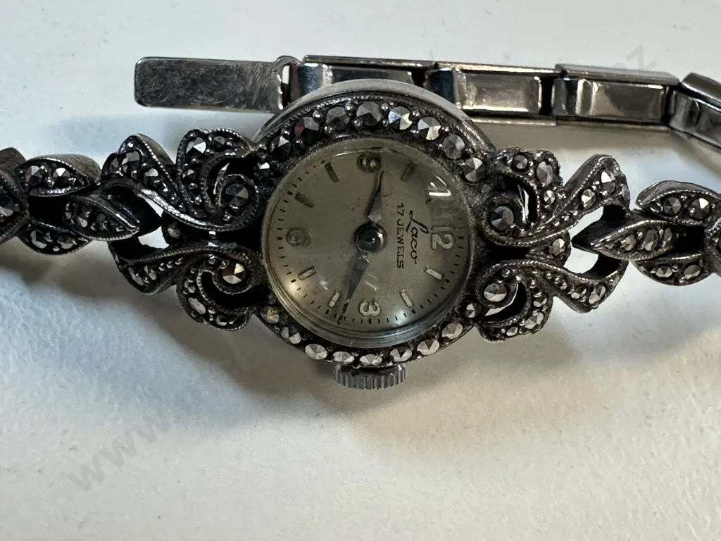 Vintage Marcasite Laco 17 Jewels Watch Image 1++