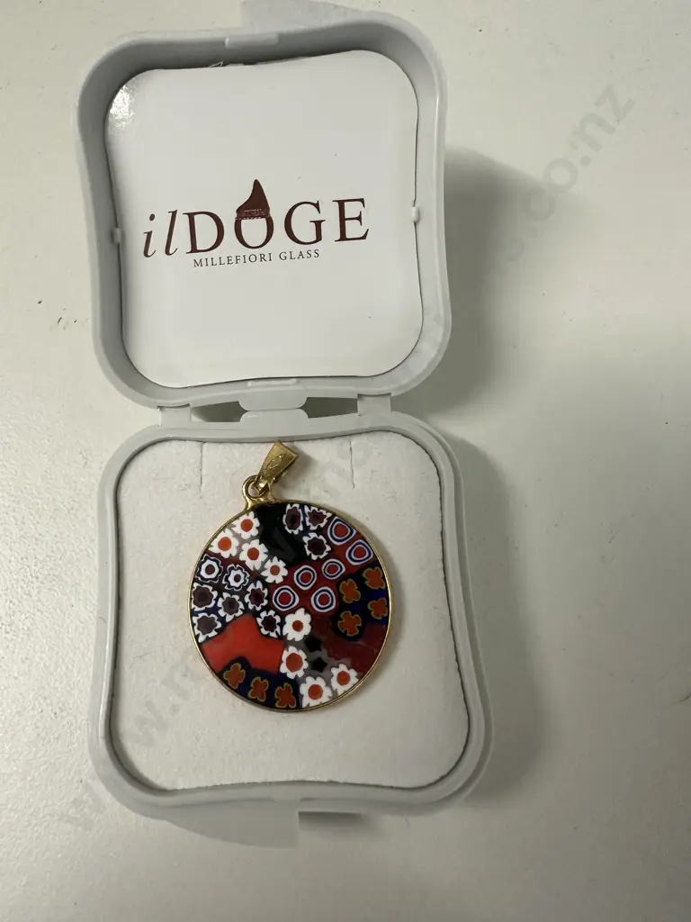 Glass Of Venice Murano Glass Millefiori Pendant In Gold Plated Frame Image 1++