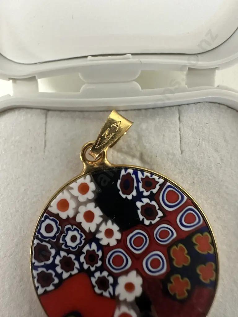 Glass Of Venice Murano Glass Millefiori Pendant In Gold Plated Frame Image 1++