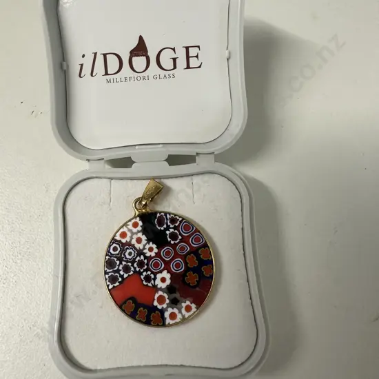 Glass Of Venice Murano Glass Millefiori Pendant In Gold Plated Frame