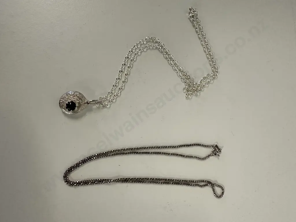 Sterling Silver Necklaces x2 Stamped Image 1++