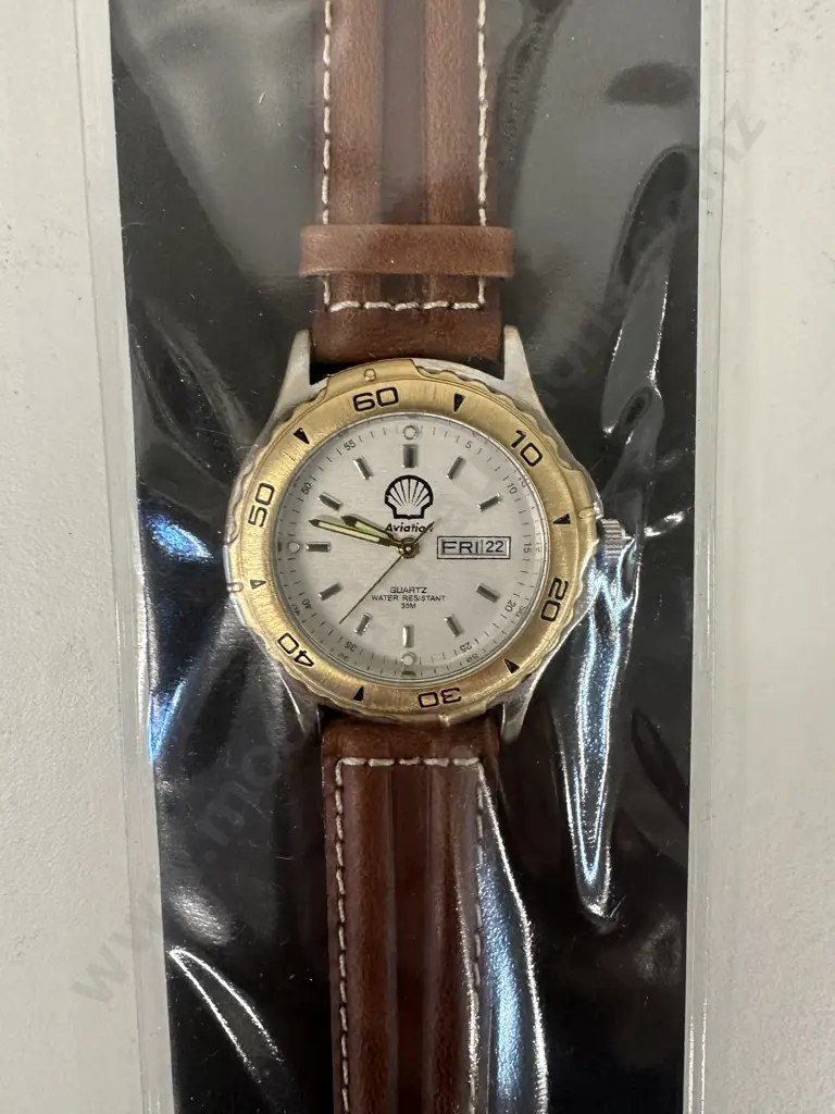 Quartz Watch 'Aviation' Water Resistant Brown Strap Image 1++