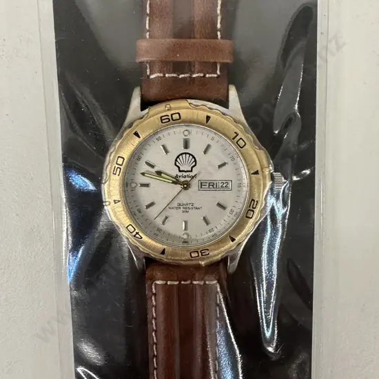 Quartz Watch 'Aviation' Water Resistant Brown Strap