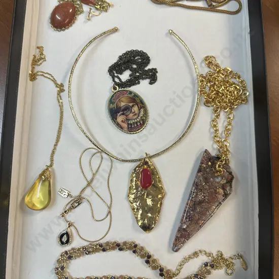 Selection Of Costume Necklaces Including Vintage Art Pendant Etc