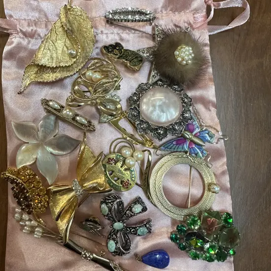 Selection Of Costume Jewellery Brooches