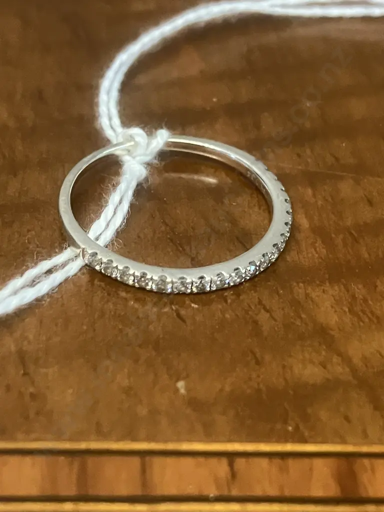 Silver Colour Ring With Clear Stones Stamped 14K 034 Image 1++