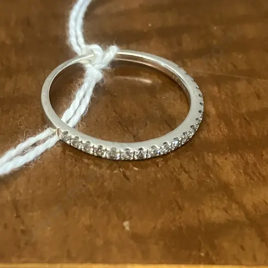 Silver Colour Ring With Clear Stones Stamped 14K 034