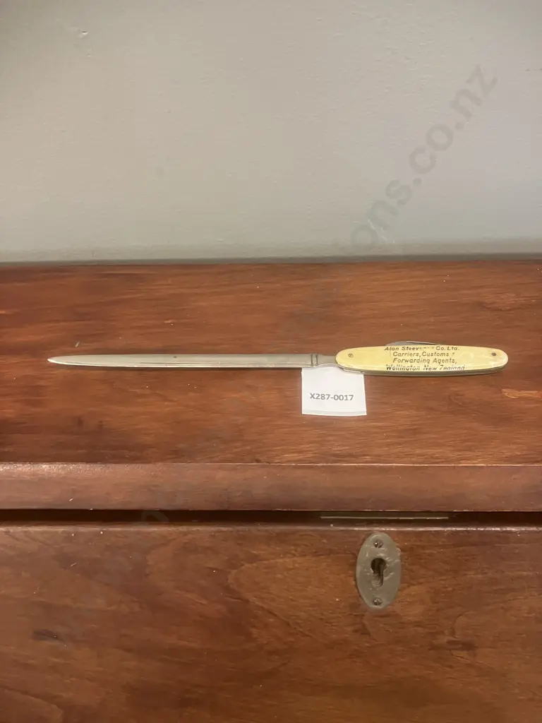 Alan Steevens & Co Ltd (NZ) Advertising Letter Opener With Pen Knife Handle (Stamped Germany) Late 1950-1960s Image 1++