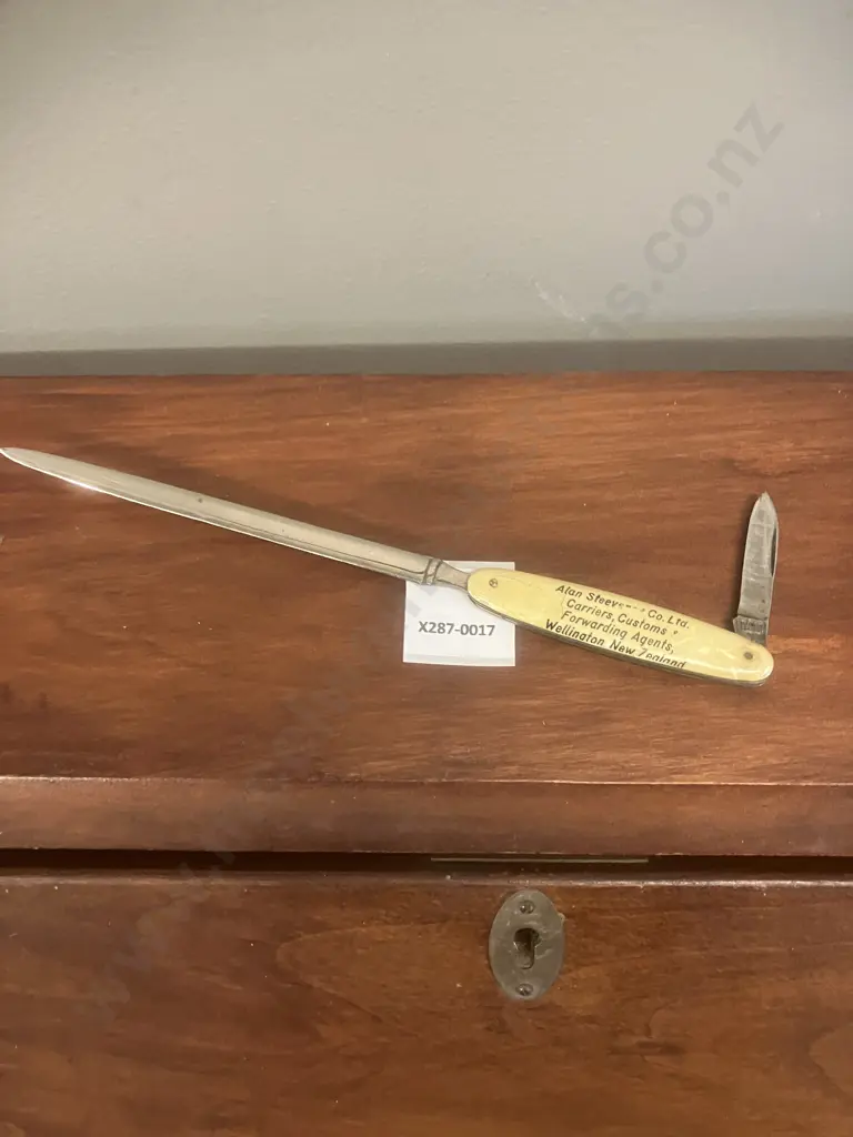 Alan Steevens & Co Ltd (NZ) Advertising Letter Opener With Pen Knife Handle (Stamped Germany) Late 1950-1960s Image 1++