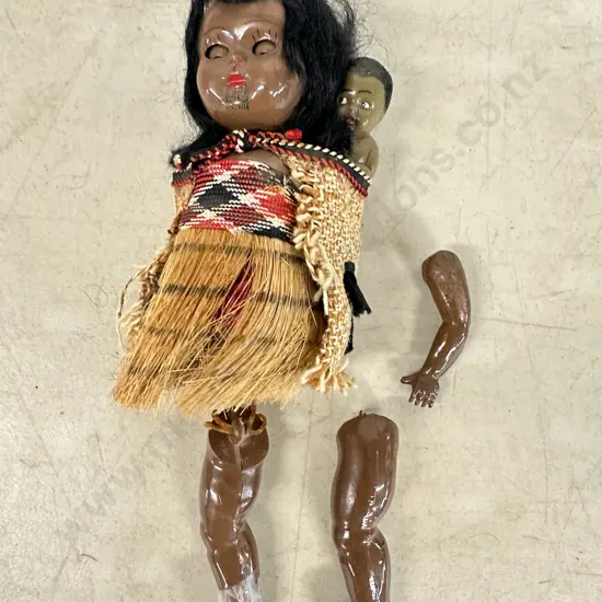 Vintage Mid Century NZ Souvenir Doll Mother With Baby On Back