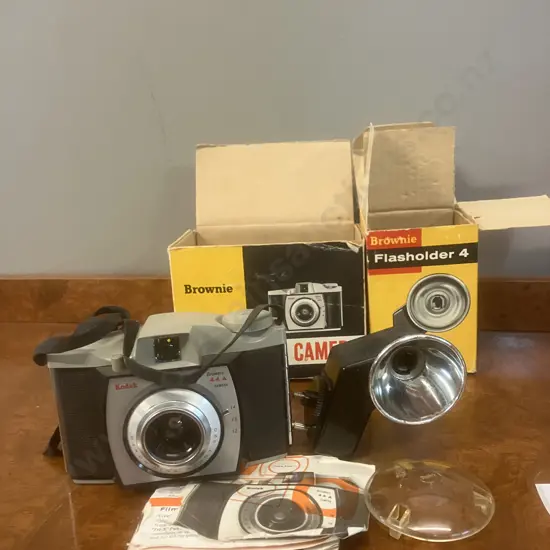 Vintage Kodak Brownie 44A Camera, Instructions, Brownie Flashholder 4 - Original Boxes