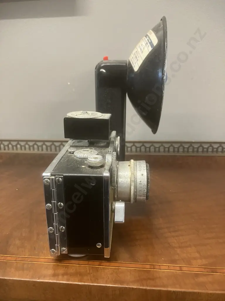 Argus C3 Matchmatic 50mm f3.5 Lens Made In USA. Two Tone Leather With Side Mount Flash Unit Image 1++