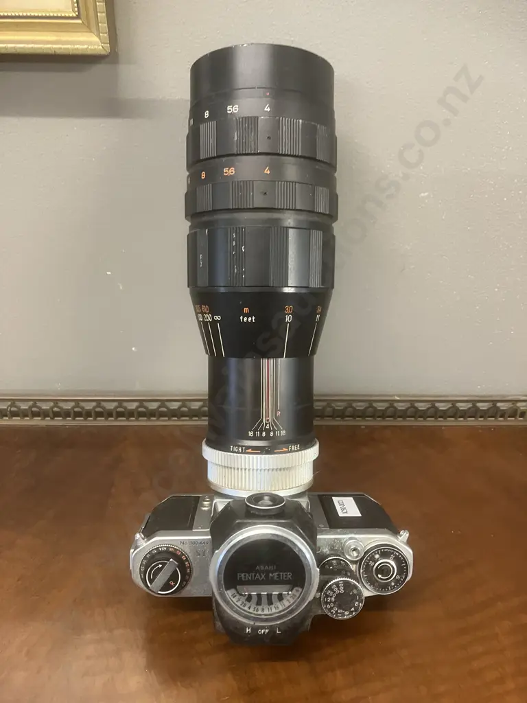Asahi Pentax S1 35mm SLR Film Camera Japan 1961 With Soligor 250mm f=4 Lens Image 1++
