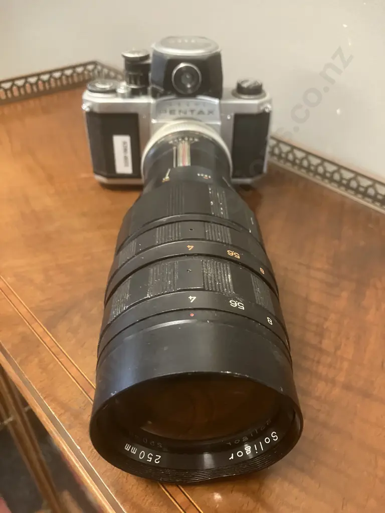 Asahi Pentax S1 35mm SLR Film Camera Japan 1961 With Soligor 250mm f=4 Lens Image 1++