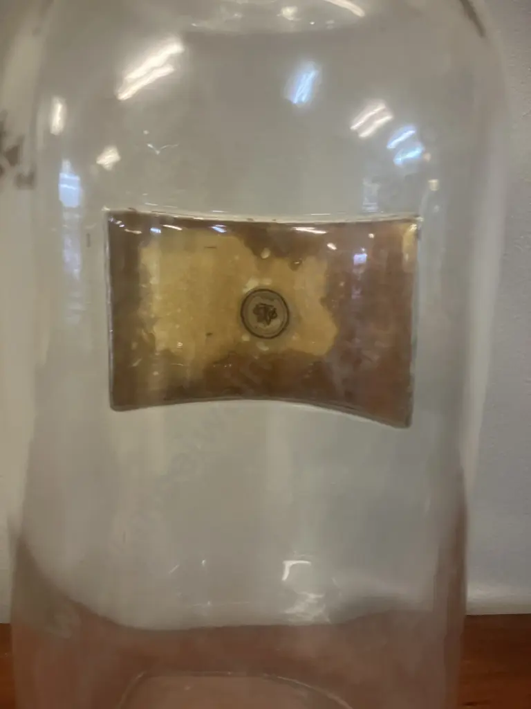 Antique Whitall Tatum Flint Glass Apothecary Jar & Stopper  - Label Under Glass. "P.CUBEBAE" 1901-1924 (H24cm) Image 1++