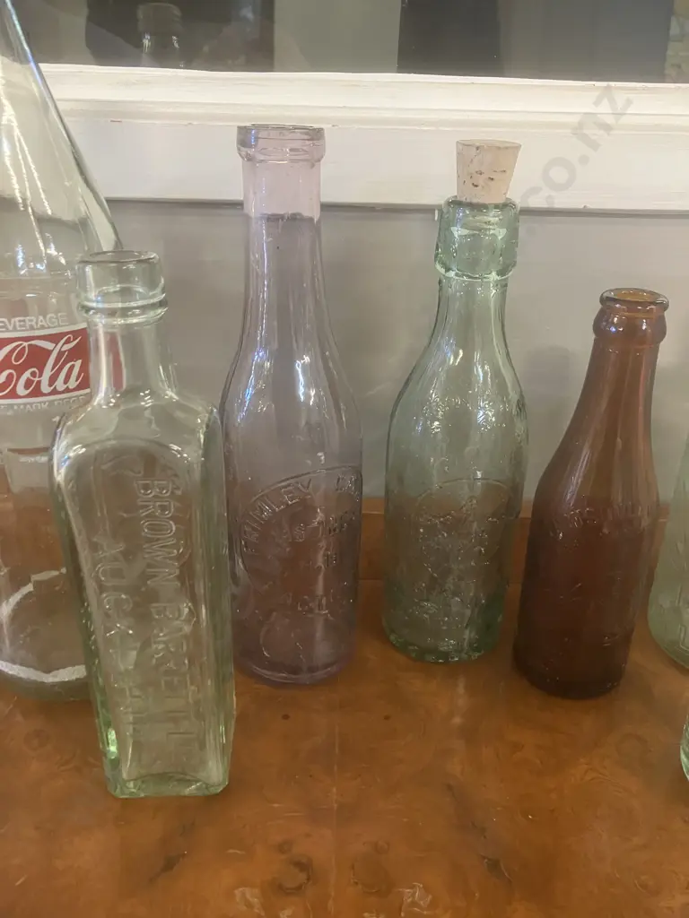 Vintage Bottles - Glass 1 Litre Coca-Cola Bottle, Thomson Lewis Embossed Fountain Bottles, Saunders & Co Etc Image 1++