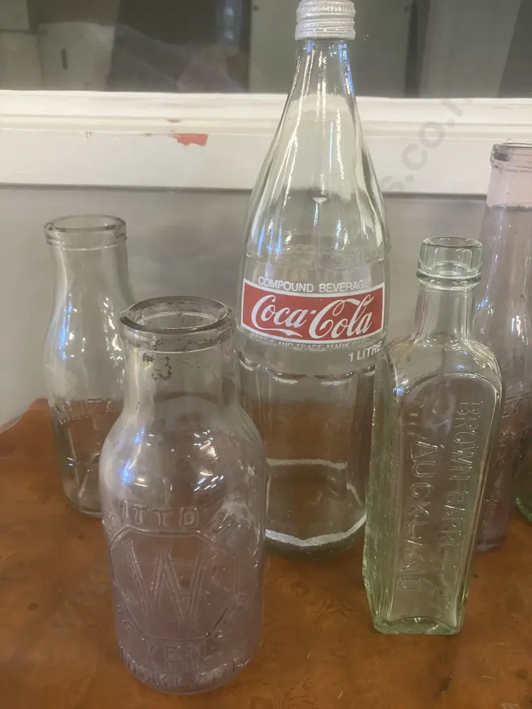 Vintage Bottles - Glass 1 Litre Coca-Cola Bottle, Thomson Lewis Embossed Fountain Bottles, Saunders & Co Etc Image 1++